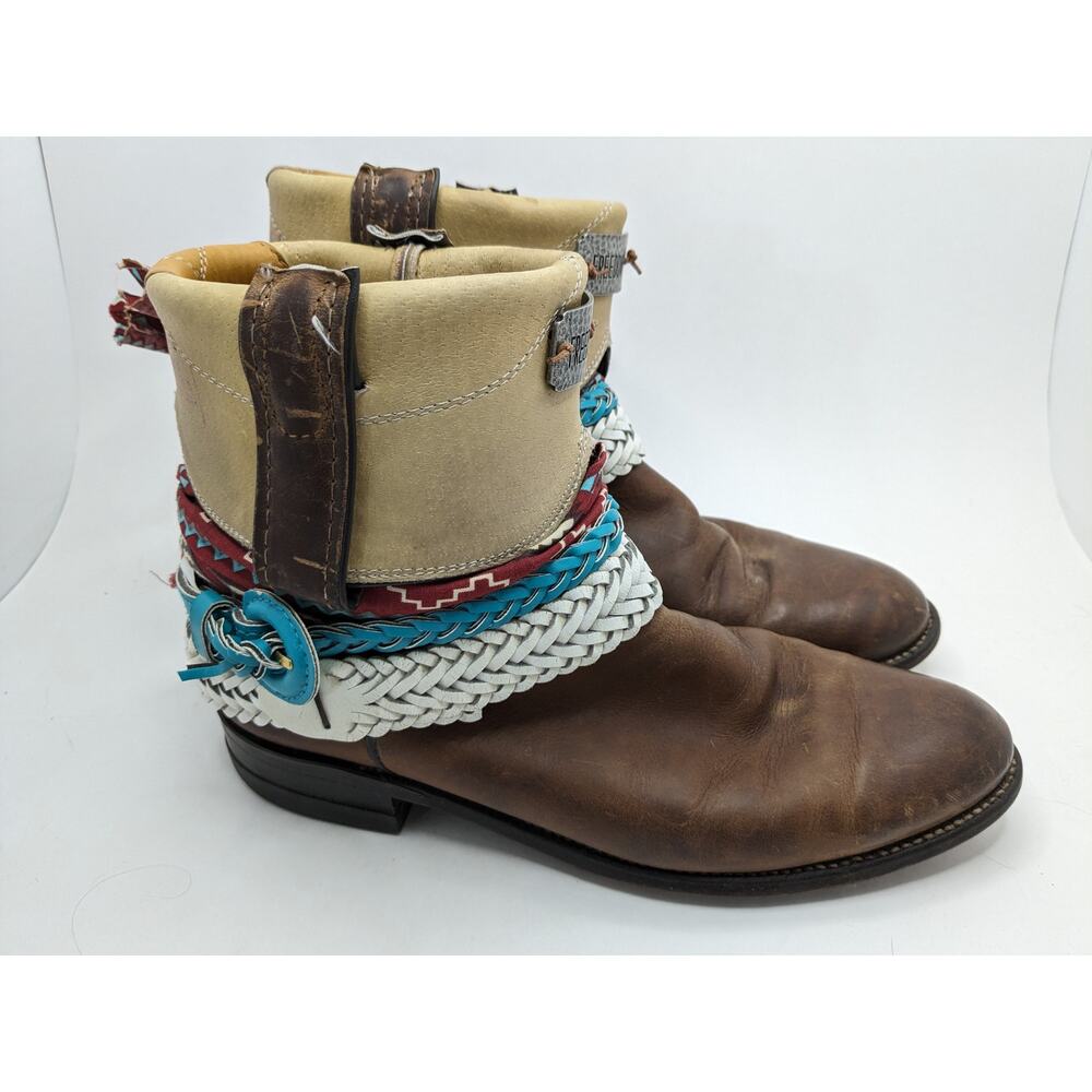 Justin Boots Custom Reworked Festival Boho Gypsy Upcycled Western Cowboy Size 7B
